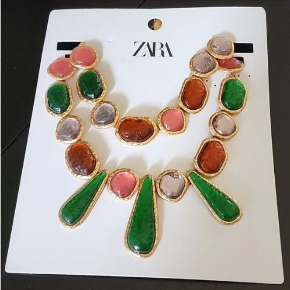 Zara Resin Maxi Necklace Set NWT